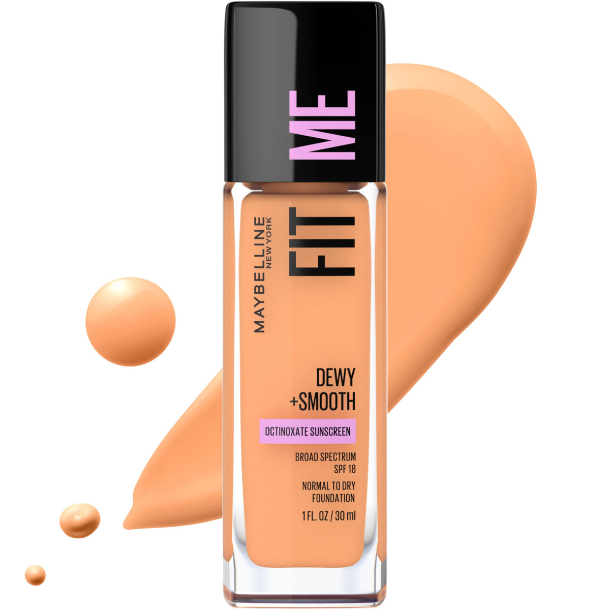 Maybelline Fit Me Dewy + Smooth Liquid Foundation Makeup, Soft Honey, 1 Count (Packaging May Vary) Beauty & Personal Care MAYBELLINE
