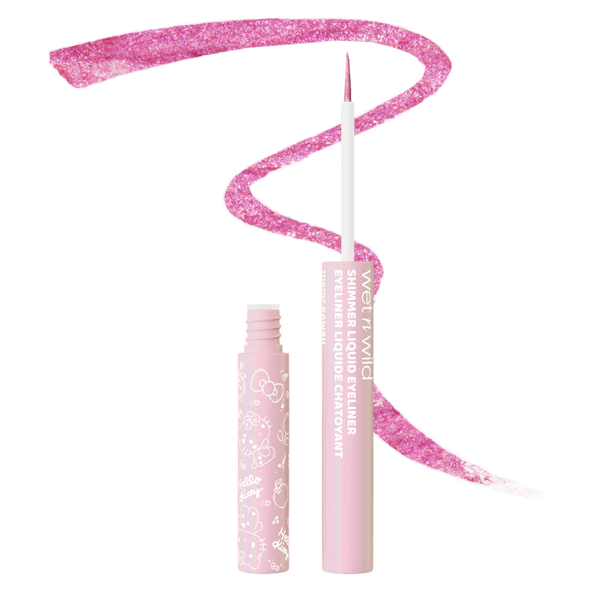 wet n wild Hello Kitty Shimmer Liquid Eyeliner, Richly Pigmented Iridescent Pearl Particles, Smooth & Easy Brush Application, Cruelty-Free & Vegan