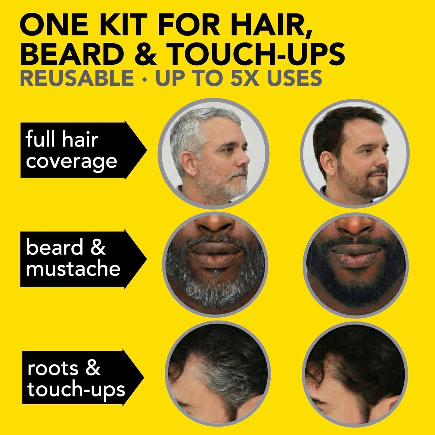 Reusable Hair & Beard Dye for Men - Jet Black 1.7 | Up to 5 Uses, 7 Minutes | Natural Gray Coverage, No-Drip Cream with SkinArmour® - Cleverman Beauty & Personal Care CLEVERMAN