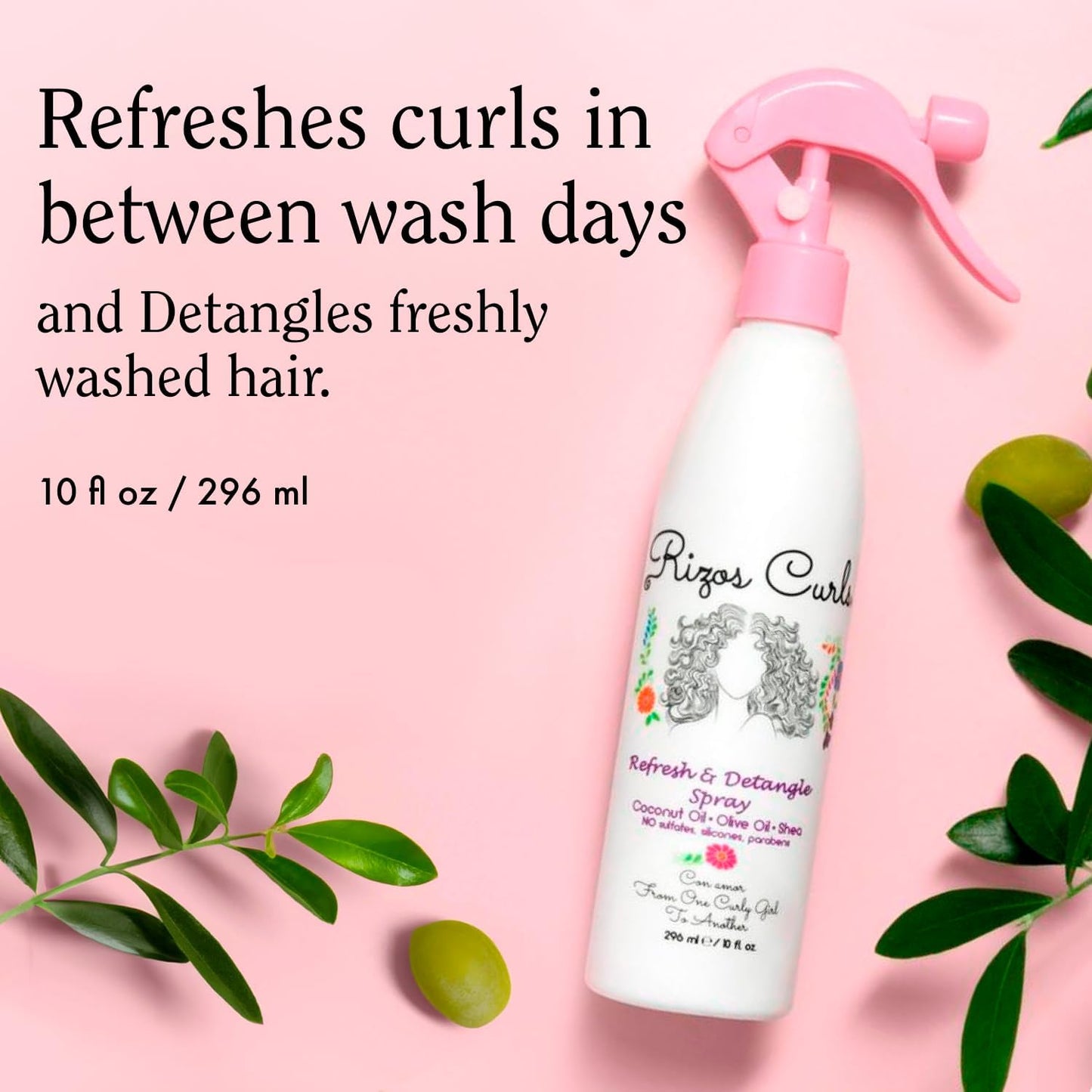 Rizos Curls Travel Refresh & Detangle Spray, Moisturizing Leave-In, Hydrate & Reduce Frizz, Add Shine & Definition with Coconut Oil, Aloe Vera & Shea Beauty & Personal Care Rizos Curls