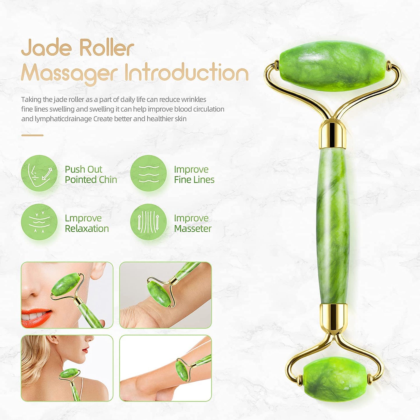AECW (Jade Roller + Ice Roller) 2 in 1 Ice Roller for Face & Eye Puffiness Relief and Jade Roller for Face Eyes Body Neck Facial Massage Tool Roller Beauty & Personal Care AECW