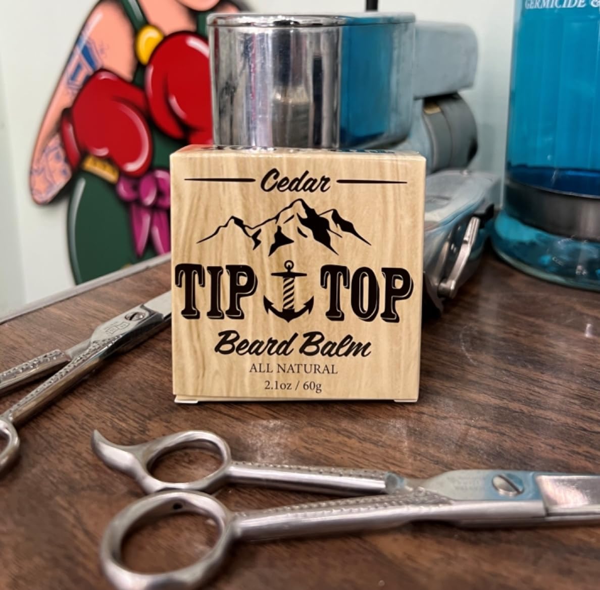 Tip Top All Natural Cedar Beard Balm - Nourishing & Conditioning - Moisturizes Coarse & Unruly Hairs - Styling Balm for Mustache & Beard 2.1oz Beauty and Personal Care Tip Top Pomade