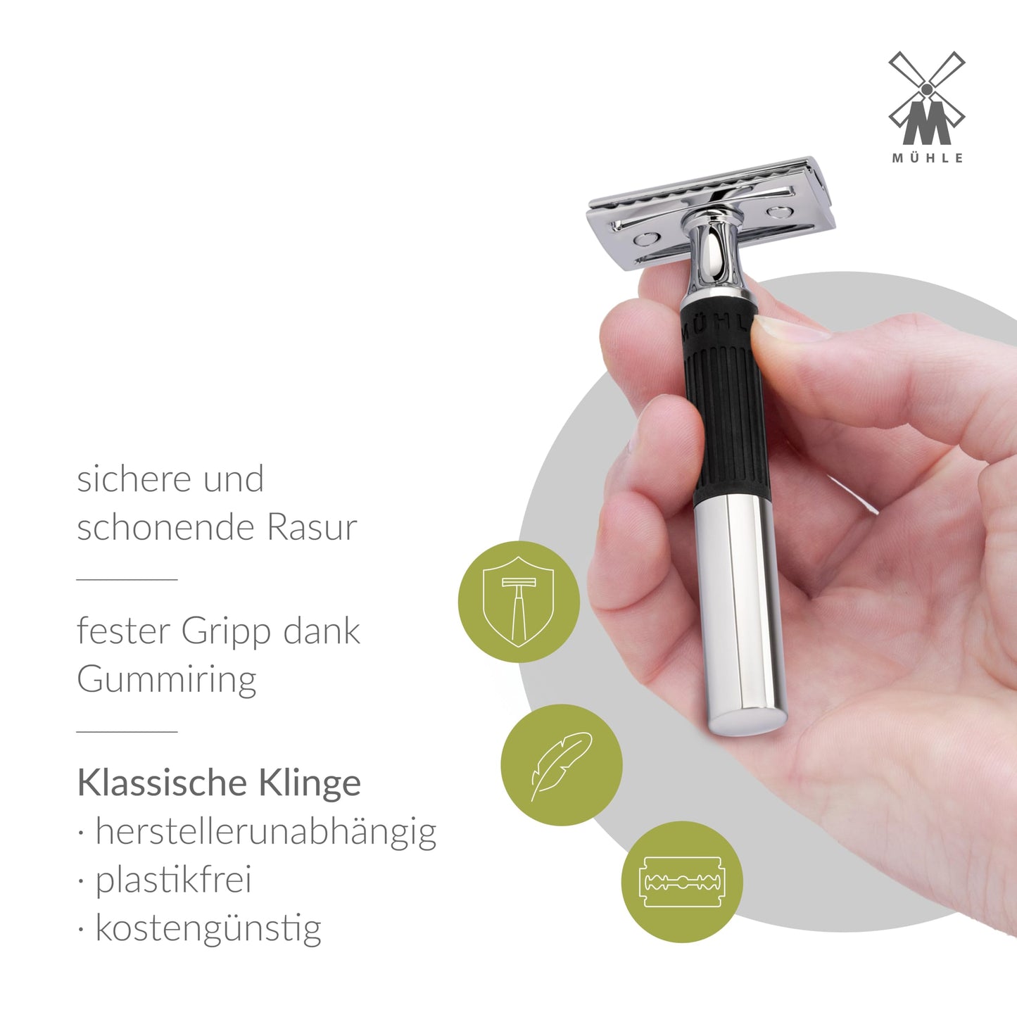 MÜHLE NEO safety razor - double edge safety razor for beginners and experienced shavers - sustainable eco-friendly and reusable - for men and women Beauty and Personal Care MÜHLE