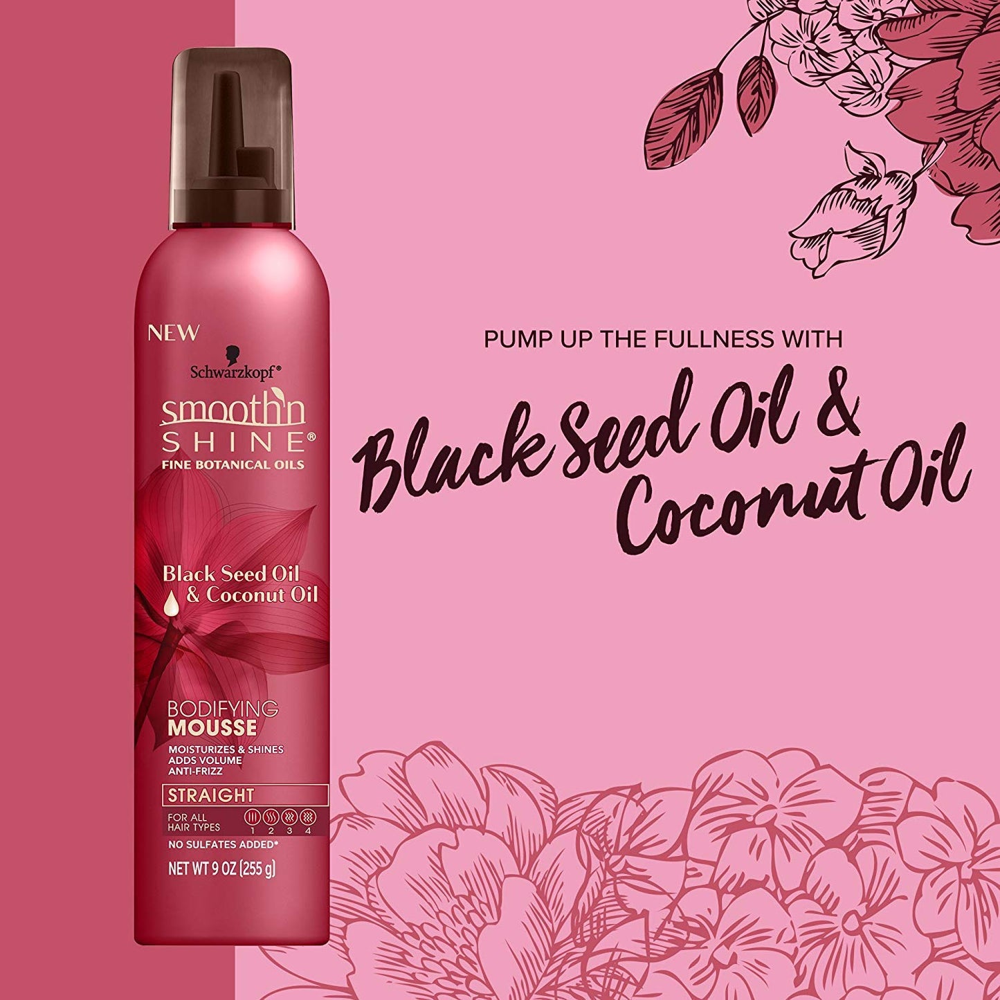 Smooth N Shine Straight Mousse Bodifying 9 Ounce Pump (266ml) (3 Pack) Beauty & Personal Care Smooth N Shine