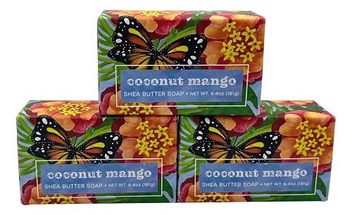 Greenwich Bay Trading Co. Coconut Mango Shea Butter Bath Soap, 6.4 oz, Set of 3 Beauty & Personal Care Greenwich Bay