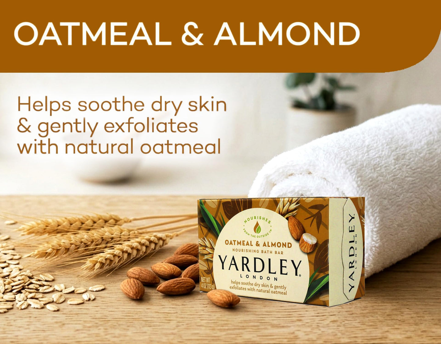 Yardley Oatmeal and Almond Bar Soap, 4.0 Oz. (Pack of 48) Beauty & Personal Care Yardley