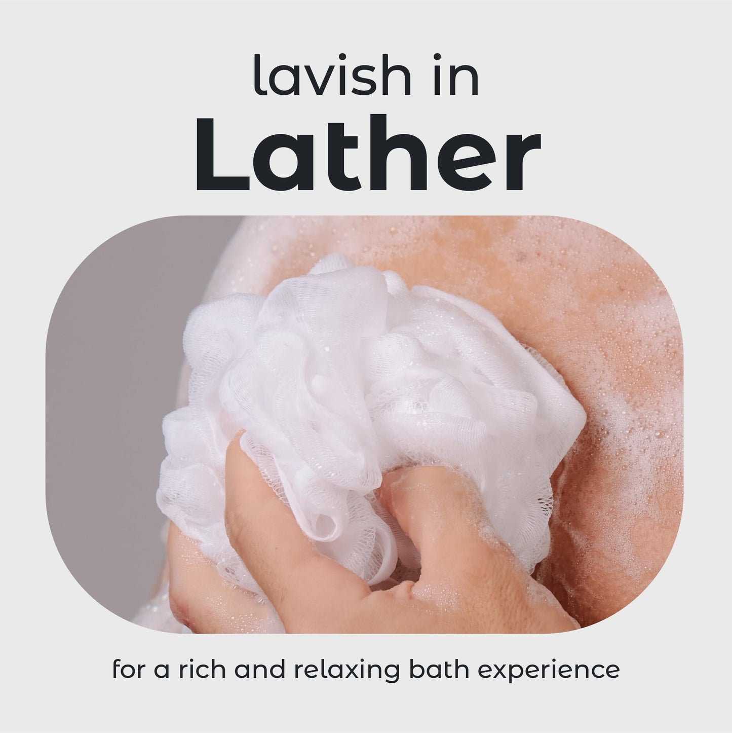 MainBasics Bath Shower Loofah Sponge Pouf Body Scrubber Exfoliator Body Wash Sponge (Set of 3, Snow White) Beauty & Personal Care MainBasics