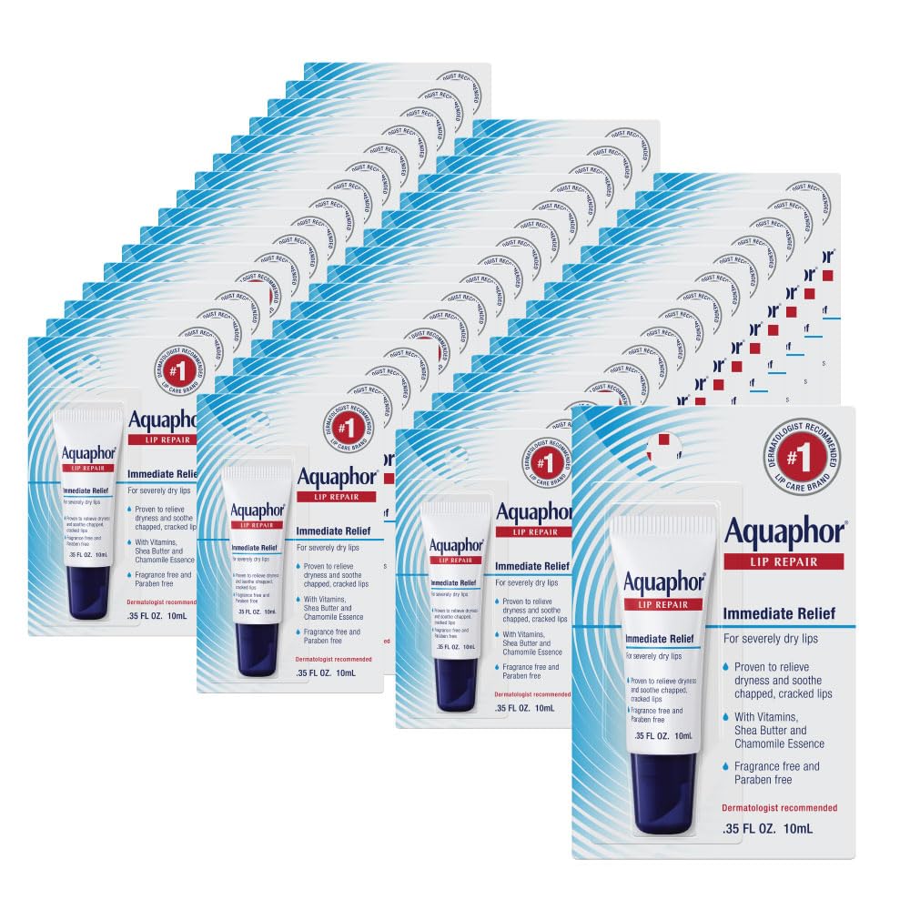 Aquaphor Lip Repair Ointment - Long-lasting Moisture to Soothe Dry Chapped Lips - .35 fl. oz. Tube (Pack of 48) Beauty and Personal Care Aquaphor