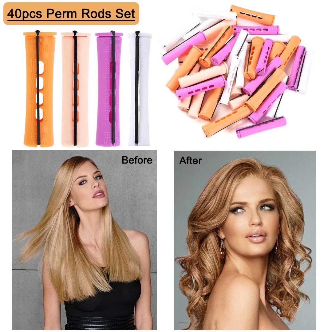 40pcs Perm Rods Set for Natural Hair 4 Sizes Cold Wave Rods Hair Rollers for Women Curling Rods for Long Medium Small Hair Curler Styling DIY Beauty & Personal Care Alimiriam