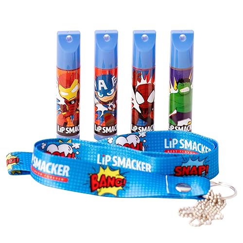 Lip Smacker Marvel, 4 piece lanyard set, lip balm for kids - Iron Man, Captain America, Spider Man, Hulk Beauty & Personal Care Lip Smacker