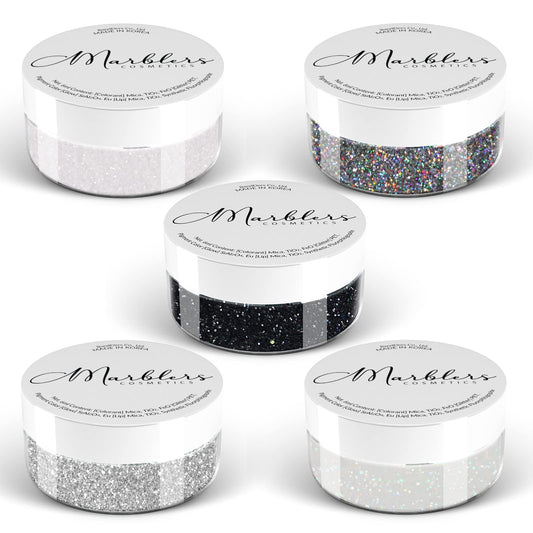 MARBLERS Cosmetic Grade Fine Glitter 5-Pack [Mono Beauty] 0.90oz (25g) | Non-Toxic | Vegan | Cruelty-Free | Eyeshadow, Nail Polish, Nail Art | Beauty & Personal Care MARBLERS