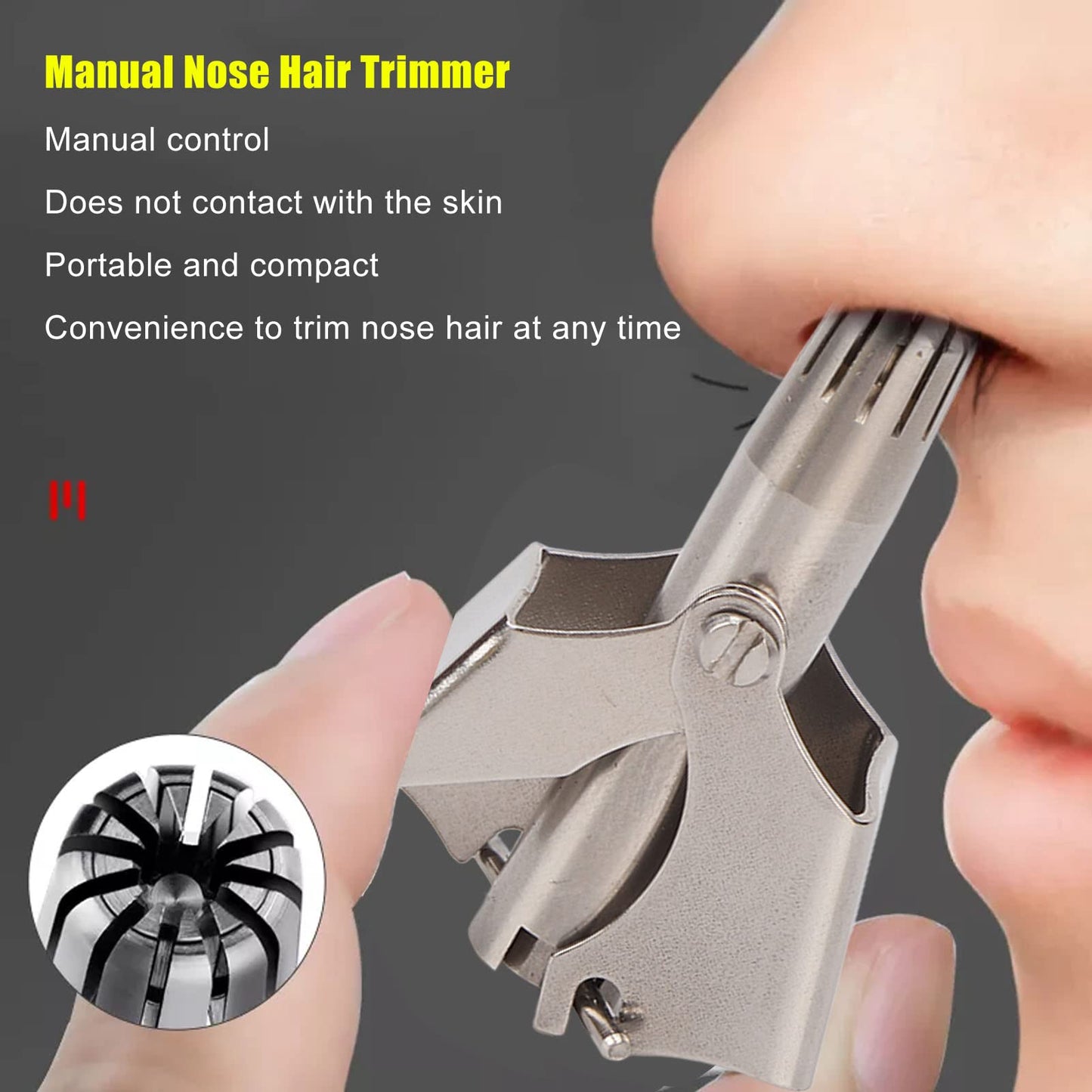 Agatige Manual Nose Hair Trimmer, 360 Degrees Rotate Stainless Steel with R Round Head Nasal Hair Trimmer Nasal Hair Cutter for Men Beauty and Personal Care Agatige