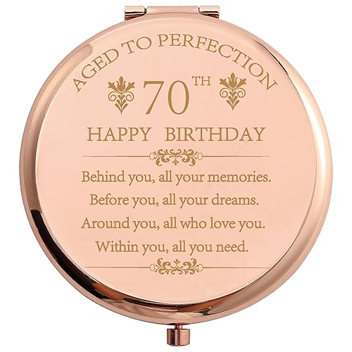 COFOZA 1955 70th Birthday Gifts for Woman Stainless Steel Rose Gold Compact Pocket Travel Makeup Mirror 70 Years Old Inspiration Gift Behind You All Beauty & Personal Care COFOZA