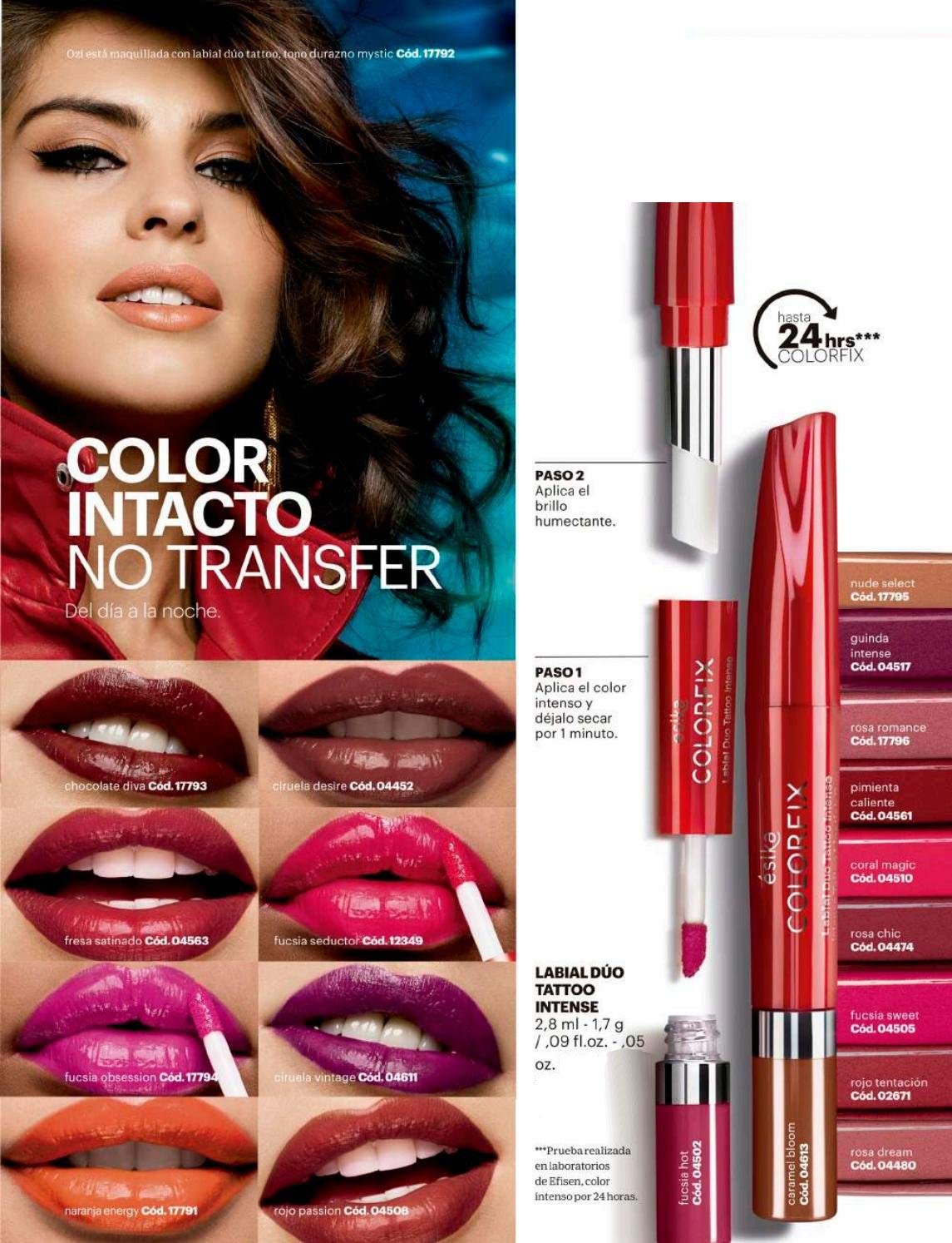 Esika Colorfix Duo Tattoo Intense Lipstick, 24 Hrs Long Lasting High Color Load, Color: Rosa Chic Beauty & Personal Care Esika L'Bel