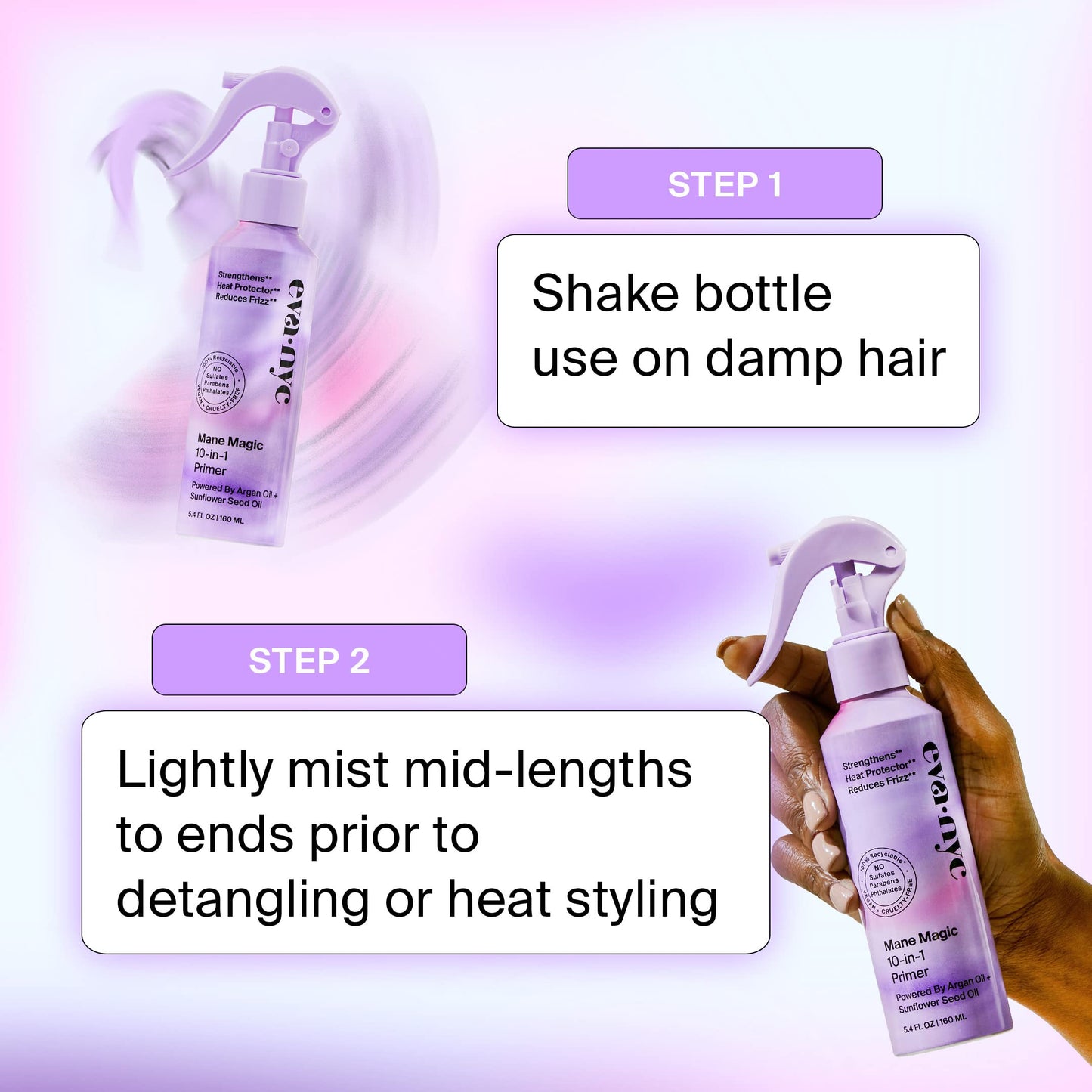 Eva NYC Mane Magic 10-in-1 Primer – Heat Protectant Spray with Argan & Sunflower Oil, Sulfate/Paraben Free Hair Care, 5.4 fl oz Beauty & Personal Care EVA·NYC