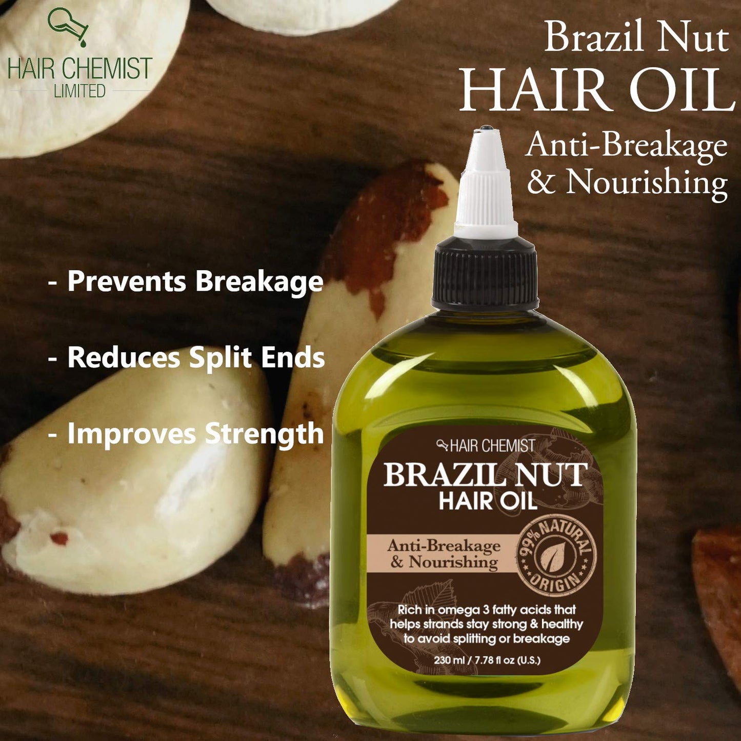 Hair Chemist 99% Natural Hair Oil - Brazil Nut 7.1 oz. Beauty & Personal Care Hair Chemist
