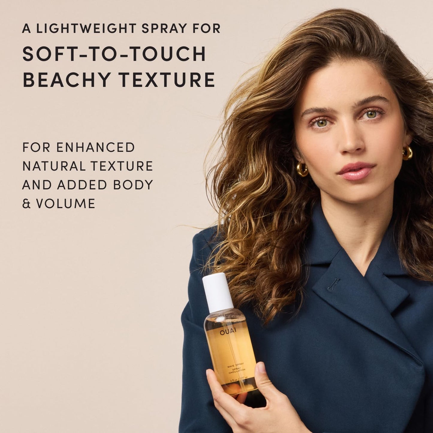 OUAI Wave Spray - Texture Spray for Hair with Coconut Oil & Rice Protein - Adds Texture, Volume & Shine for Beach Waves - Paraben Free, Safe for Color Beauty & Personal Care OUAI