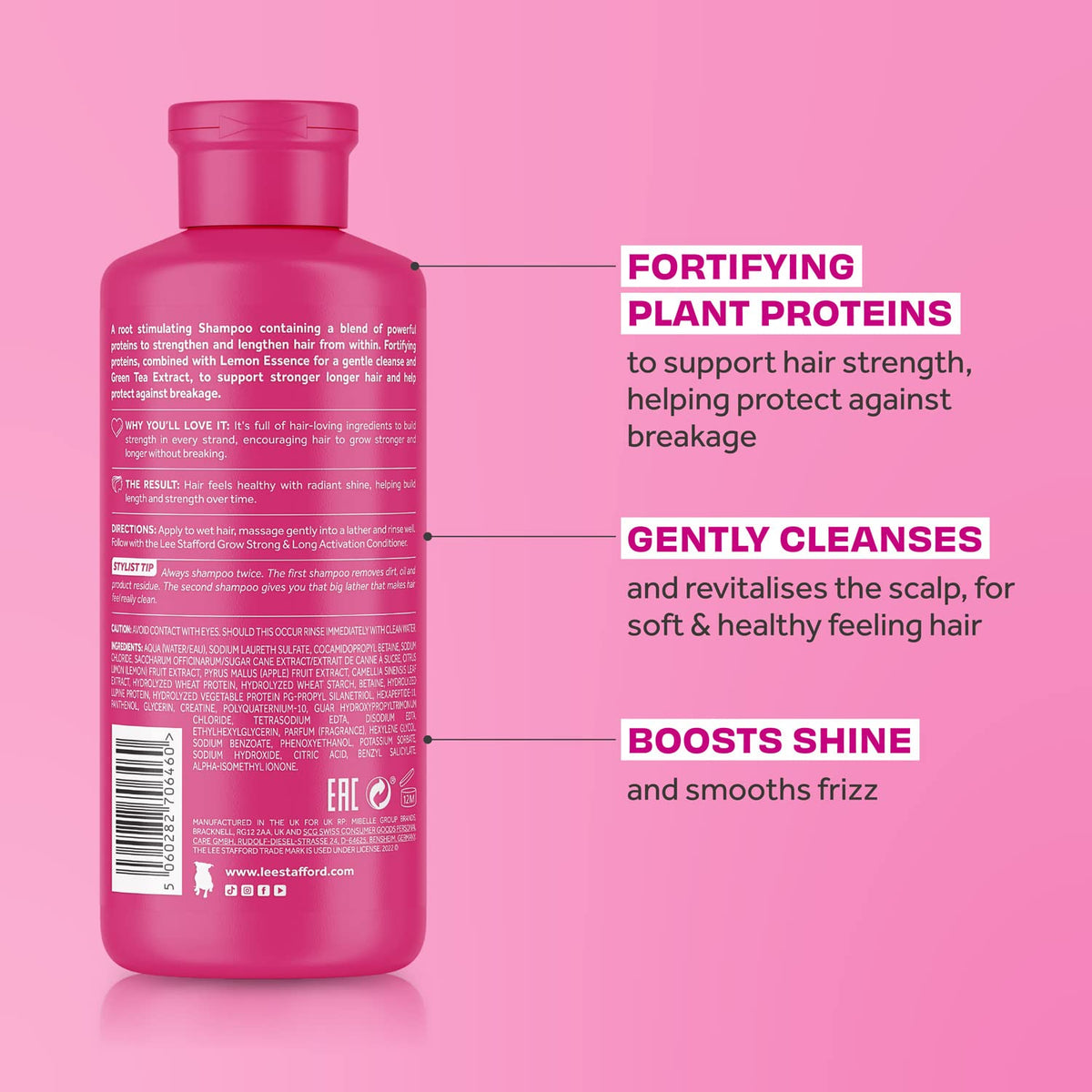 Lee Stafford Grow Strong & Long Activation Shampoo, Boosts Shine 8.45 Fl Oz