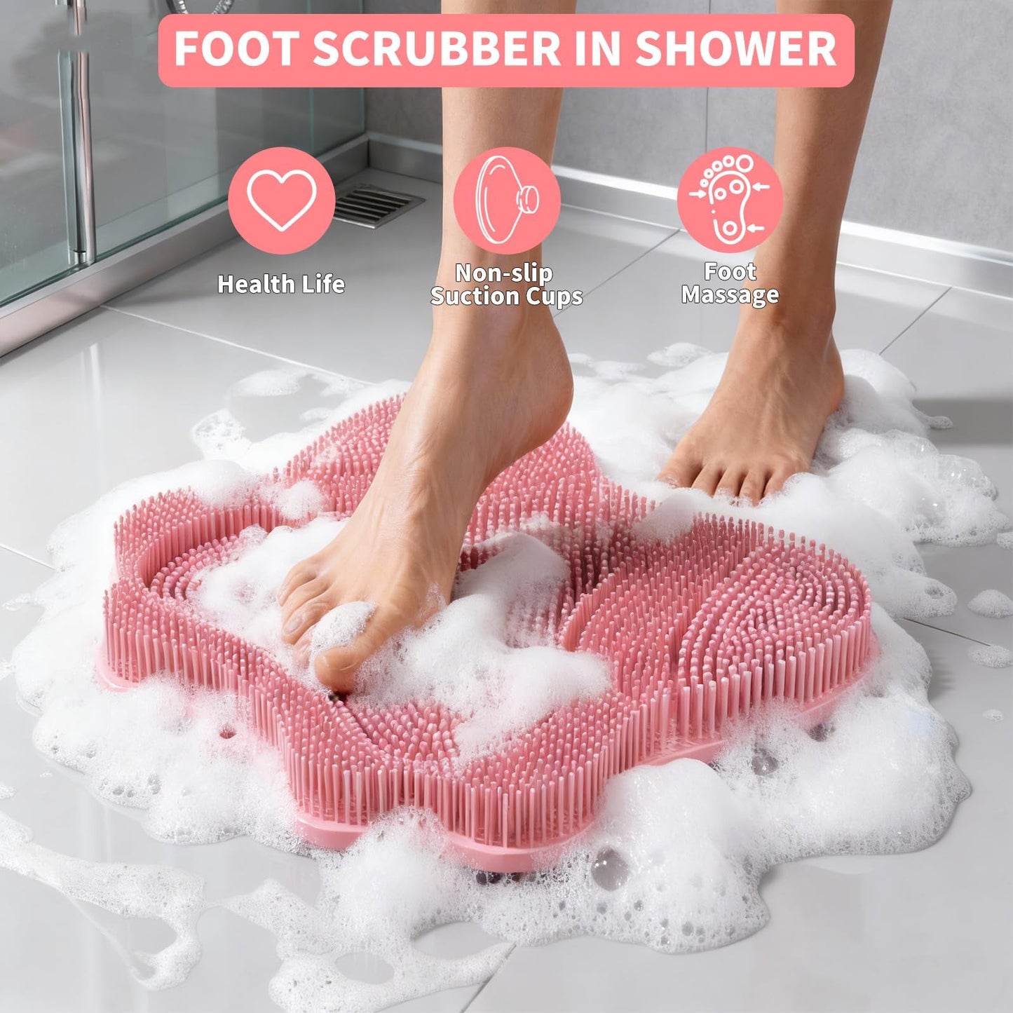 Foot Scrubber in Shower, Shower Foot Scrubber Mat,Silicone Body Scrubber,Back Scrubber with Suction Cups,Shower Body Deep Cleaning Foot Brush Beauty and Personal Care LMMYUN