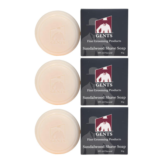 GENTS 97% All Natural Shave Soap - Creates a Rich Lather Foam for Wet Shaving Experience (3 Pack Sandalwood) Birthday Gift Beauty and Personal Care G.B.S
