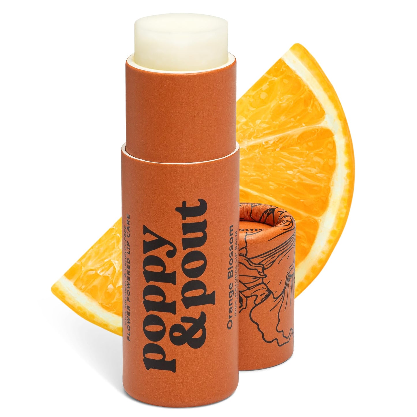 Poppy & Pout Orange Blossom Jumbo Lip Balm | All Natural Lip Balms & Moisturizers | Hydrates with Beeswax, Vitamin E, Organic Coconut Oil | Beauty & Personal Care Poppy & Pout