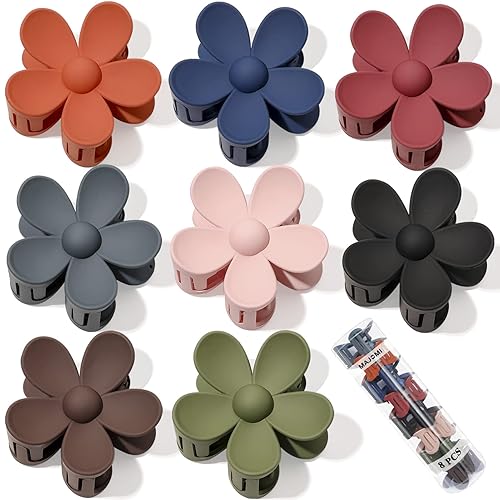 Flower Hair Claw Clips 8PCS Cute Hair Clip Big Daisy Hair Clips Strong Hold Jaw Flower Clip Barrettes Large Hair Clamps Accessories Thick Hair Beauty & Personal Care MAJOMI