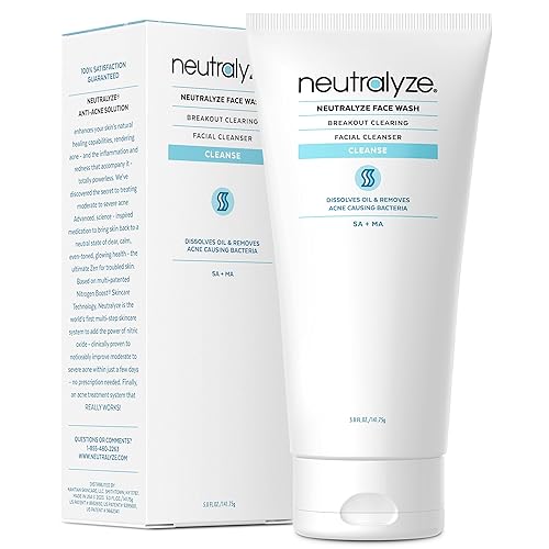 Neutralyze Acne Wash for Face with 2% Mandelic Acid & 2% Salicylic Acid - Professional Grade, A.H.A. + B.H.A. Facial Cleanser for Acne Prone Skin (90+ Beauty & Personal Care Neutralyze