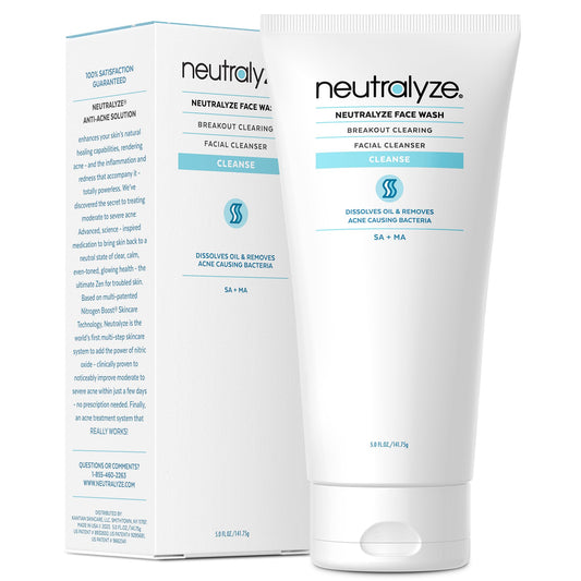 Neutralyze Acne Wash for Face with 2% Mandelic Acid & 2% Salicylic Acid - Professional Grade, A.H.A. + B.H.A. Facial Cleanser for Acne Prone Skin (90+ Beauty & Personal Care Neutralyze