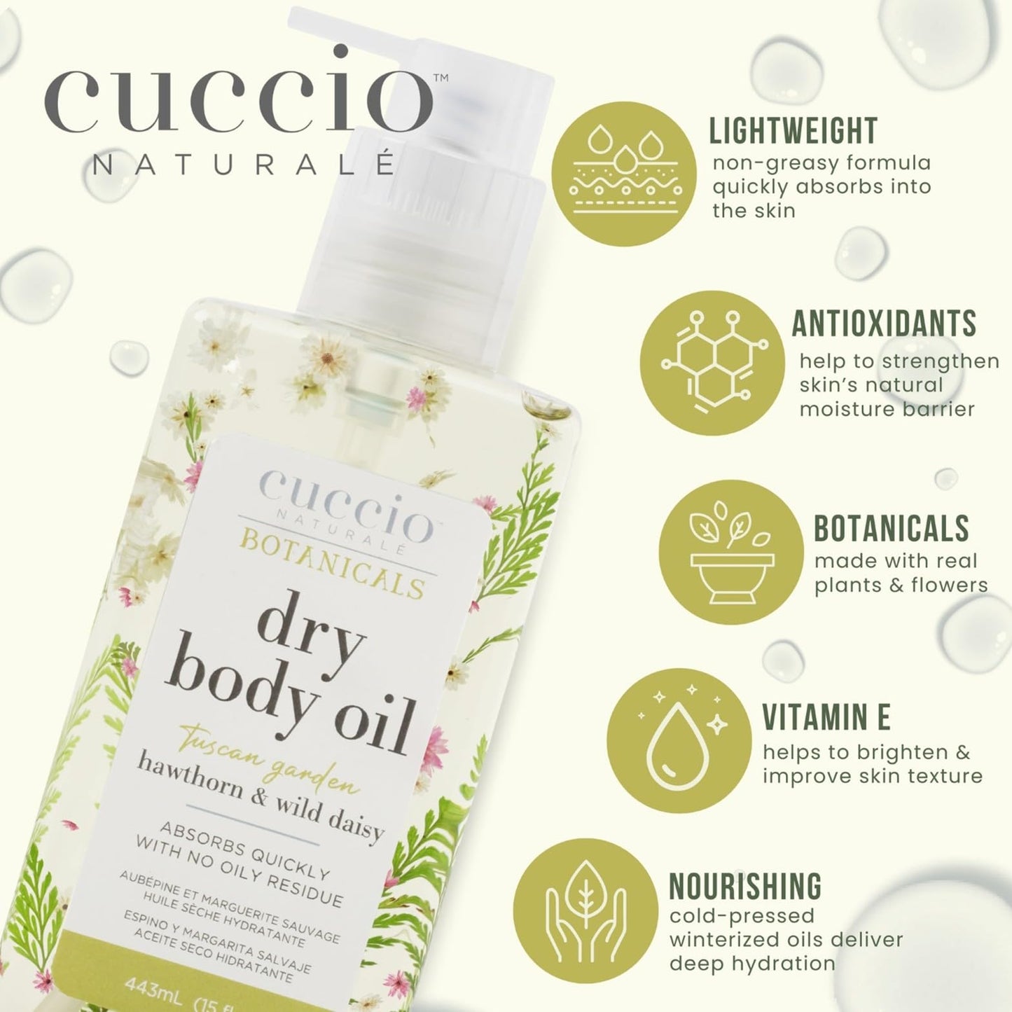 Cuccio Naturale Hydrating Dry Body Oil - Hawthorn & Wild Daisy, Fast?Absorbing Non?Greasy Moisturizer for Soft Radiant Skin, 15 fl oz Beauty & Personal Care Cuccio
