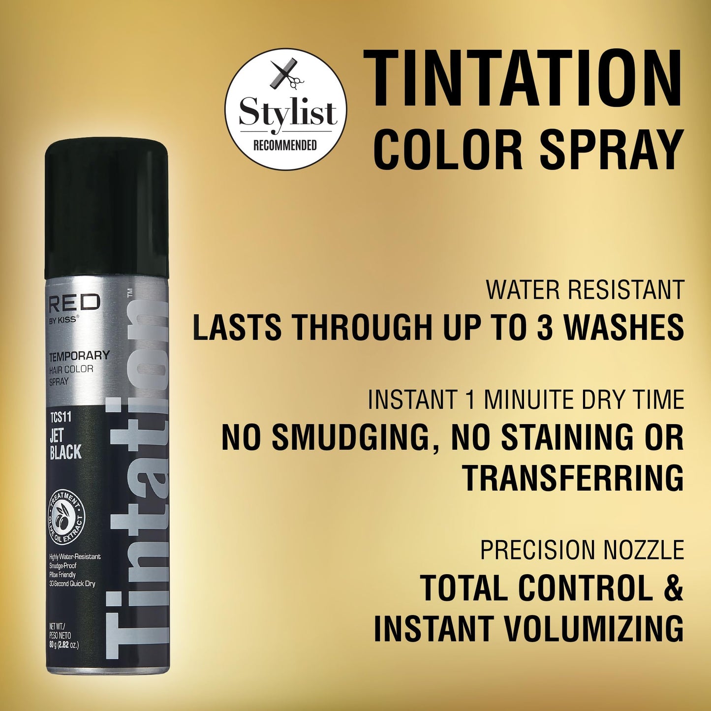 Red by Kiss Tintation Temporary Hair Color Spray, Instant Gray Root Touch Up Coverage, Water-Resistant & Smudge-Proof, Easy Wash Out, Barber Beauty & Personal Care Red by Kiss