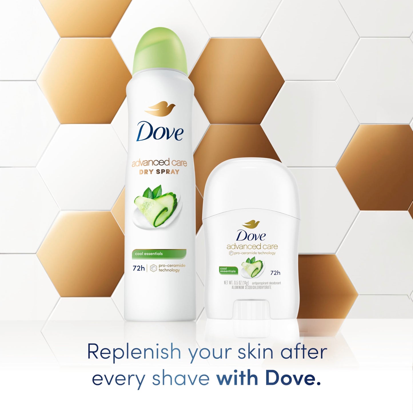 Dove Advanced Care Antiperspirant Deodorant Stick Cool Essentials for helping your skin barrier repair after shaving 72h odor control and all-day Beauty and Personal Care Dove