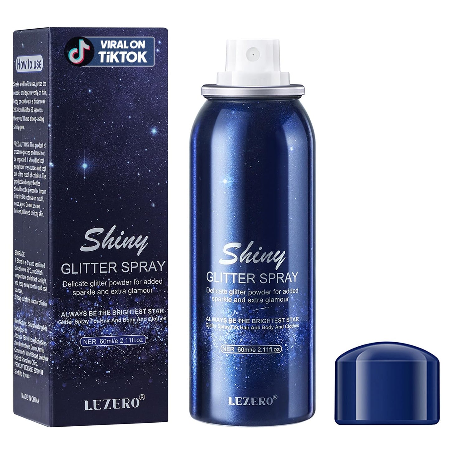 Lezero Body Glitter Spray, Temporary Shiny Hairspray for Face, Hair, Clothing, Long Lasting Quick-Drying Shimmer Mist for St. Patrick's Day, Music Beauty & Personal Care Lezero