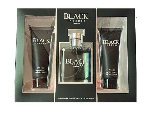United Scents Black Intense For Men Gift Set, Shower Gel 2.8 Fl Oz, Eau de Toilette 1.7 Fl Oz, After Shave 2.8 Fl Oz - Notes: Sage, Absinthe, Lemon Beauty & Personal Care United Scents