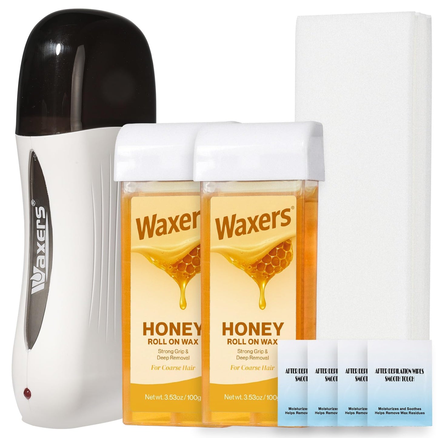 Waxers Roll on Wax Kit for Hair Removal at Home Roller Waxing Depilatory for Women Men Honey Soft Wax Kit for Coarse & Thick Hair with Warmer Beauty and Personal Care Waxers