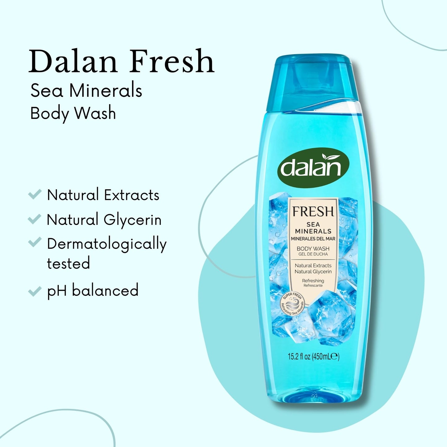 Dalan Natural Extracts Body Wash, with Fresh Pink Grapefruit & Aloe Vera & Sea Minerals, 15.2 fl oz (3 Pack, Sea Minerals) Beauty & Personal Care Dalan