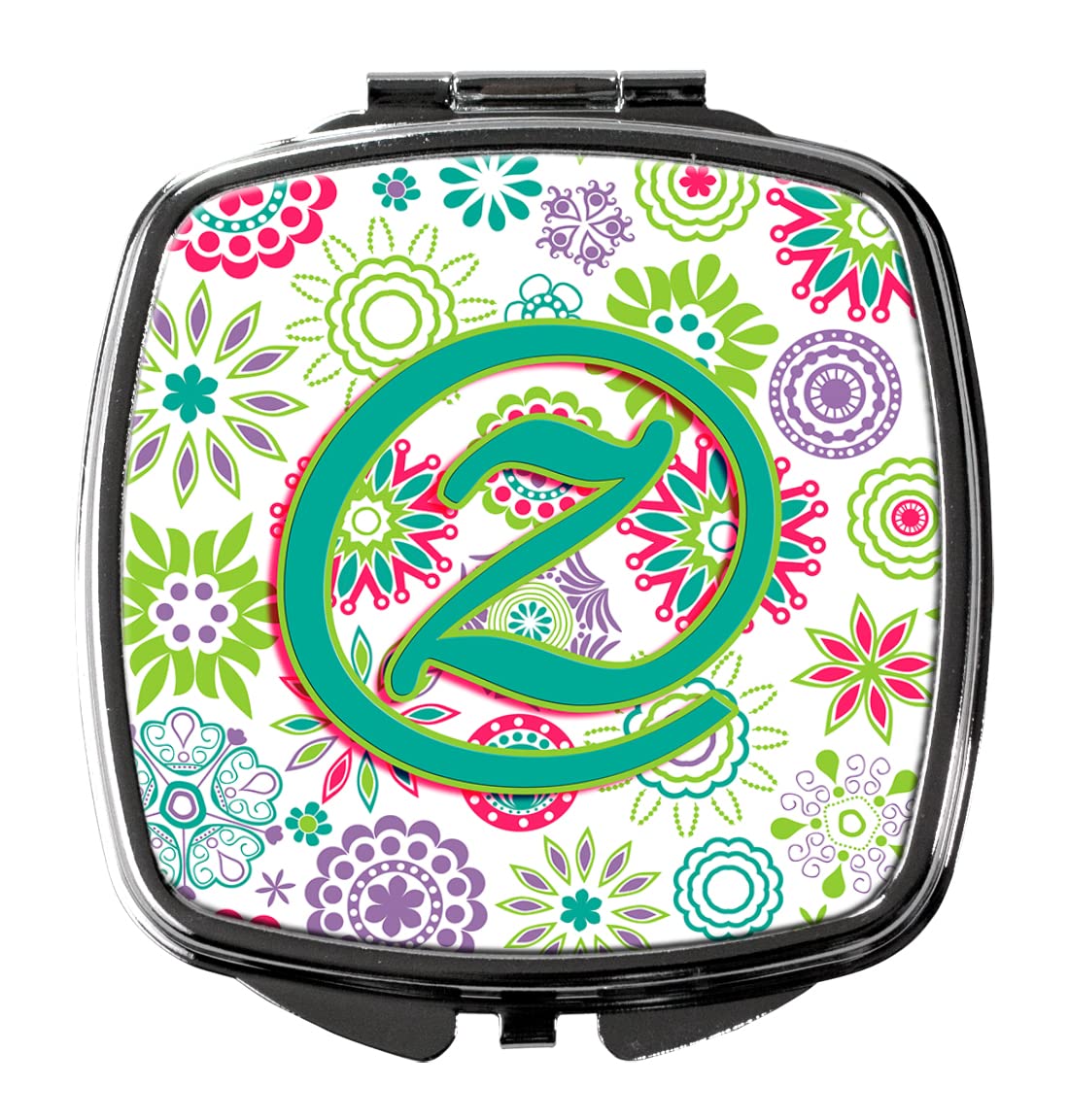 Caroline's Treasures CJ2011-ZSCM Letter Z Flowers Pink Teal Green Initial Compact Mirror Decorative Travel Makeup Mirror for Women Girls Gifts Pocket Beauty & Personal Care Caroline's Treasures