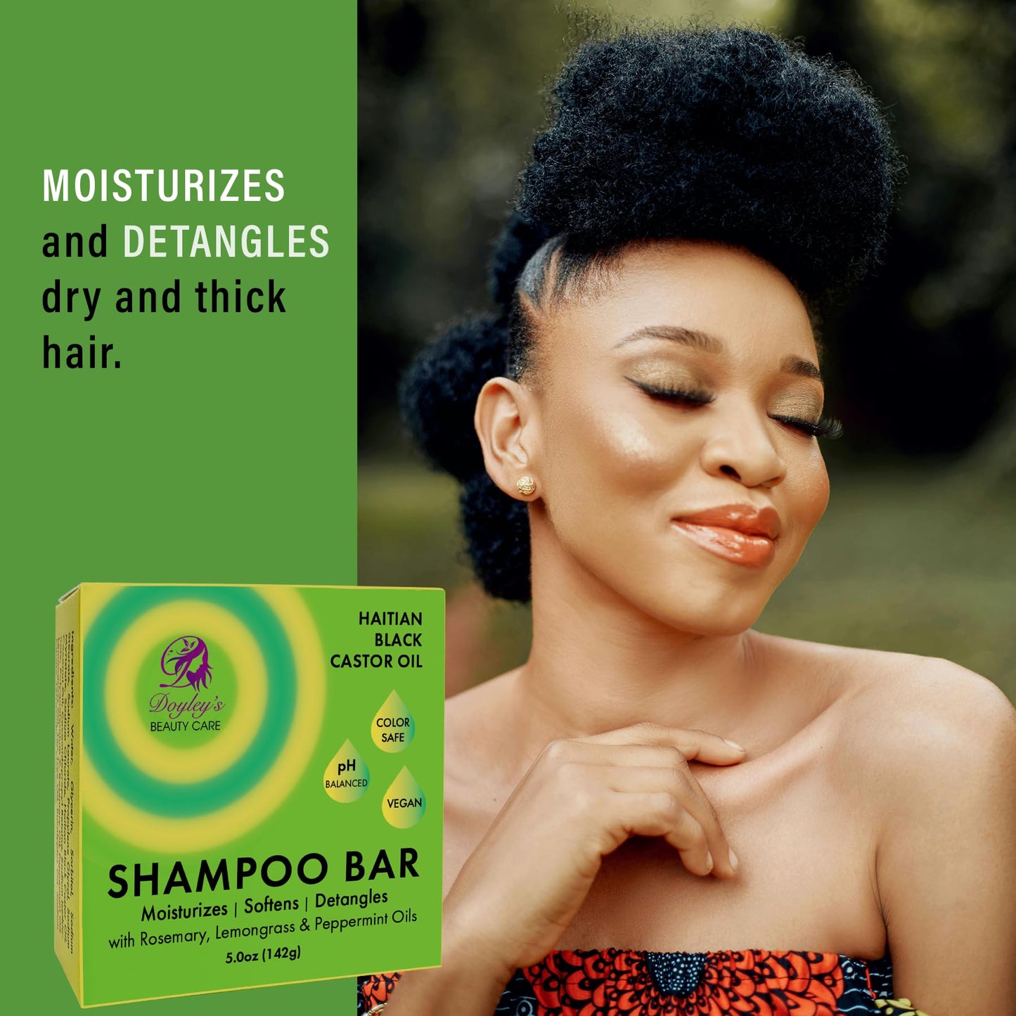 Doyley's Haitian Black Castor Oil Vegan Moisturizing Shampoo Bar 5oz and Mega Moisture Leave-In Conditioner Detangler 4oz Bundle | Hair Growth Beauty & Personal Care Doyley's Beauty Care