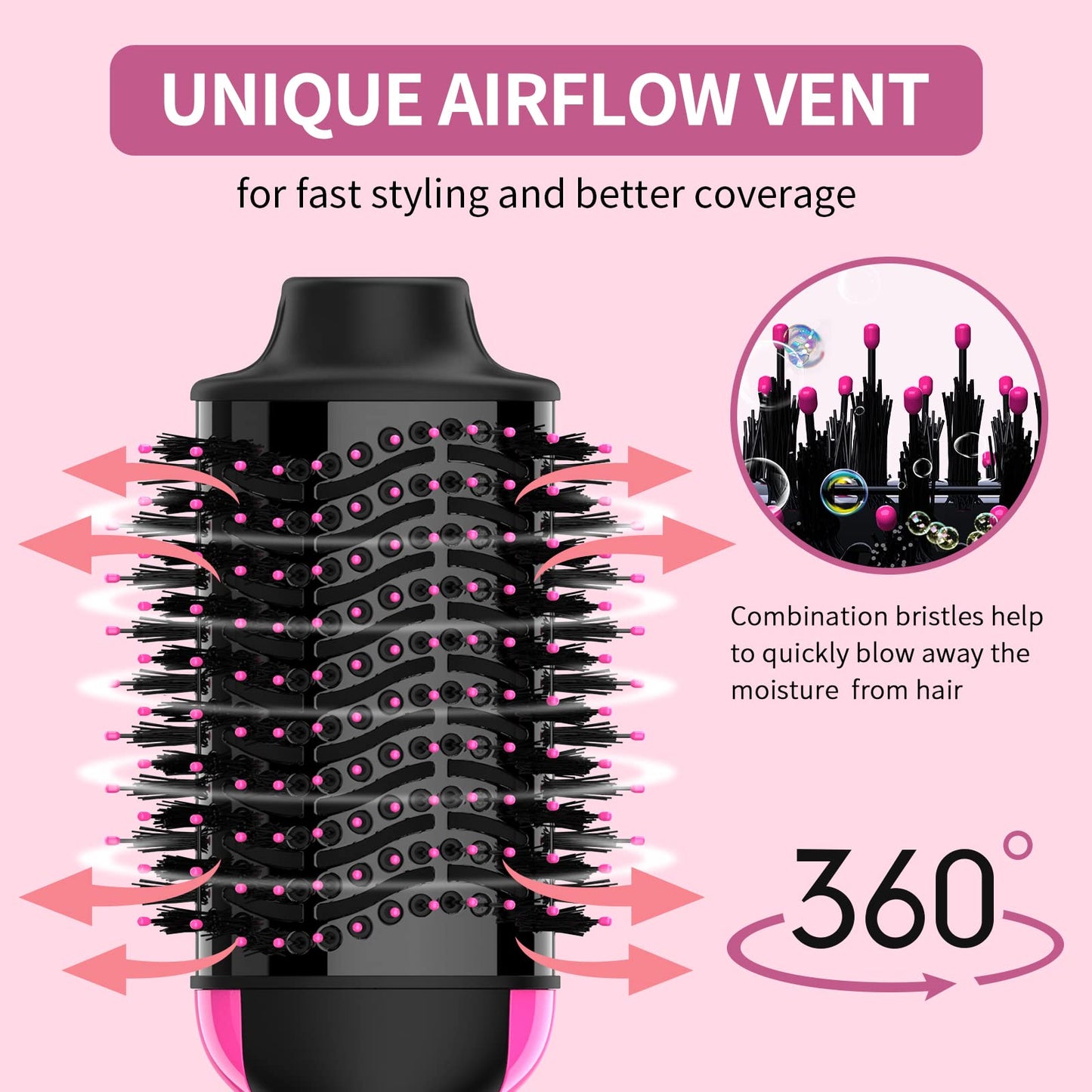 Dual Voltage Hair Dryer Brush with Negative Ion Anti-frizz Styler - Hot Air Volumizer for 110V-120V/220V-240V European and Travel Use Beauty & Personal Care Umeely