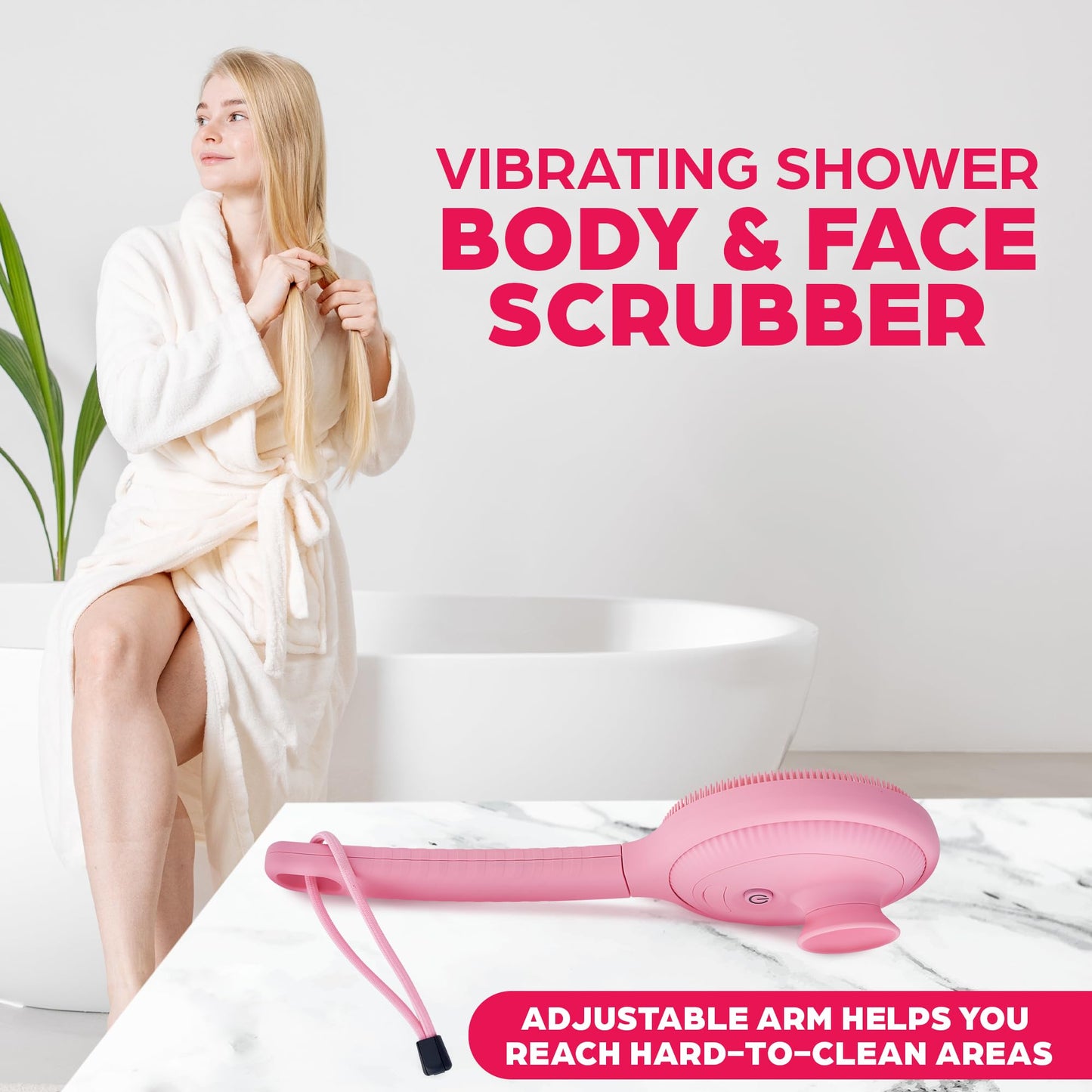Bella Ciao Electric Back Scrubber for Shower & Face - Vibrating Silicone Body Brush, Exfoliating Loofah Cleaner with Extendable Handle, USB-C Beauty and Personal Care Bella Ciao