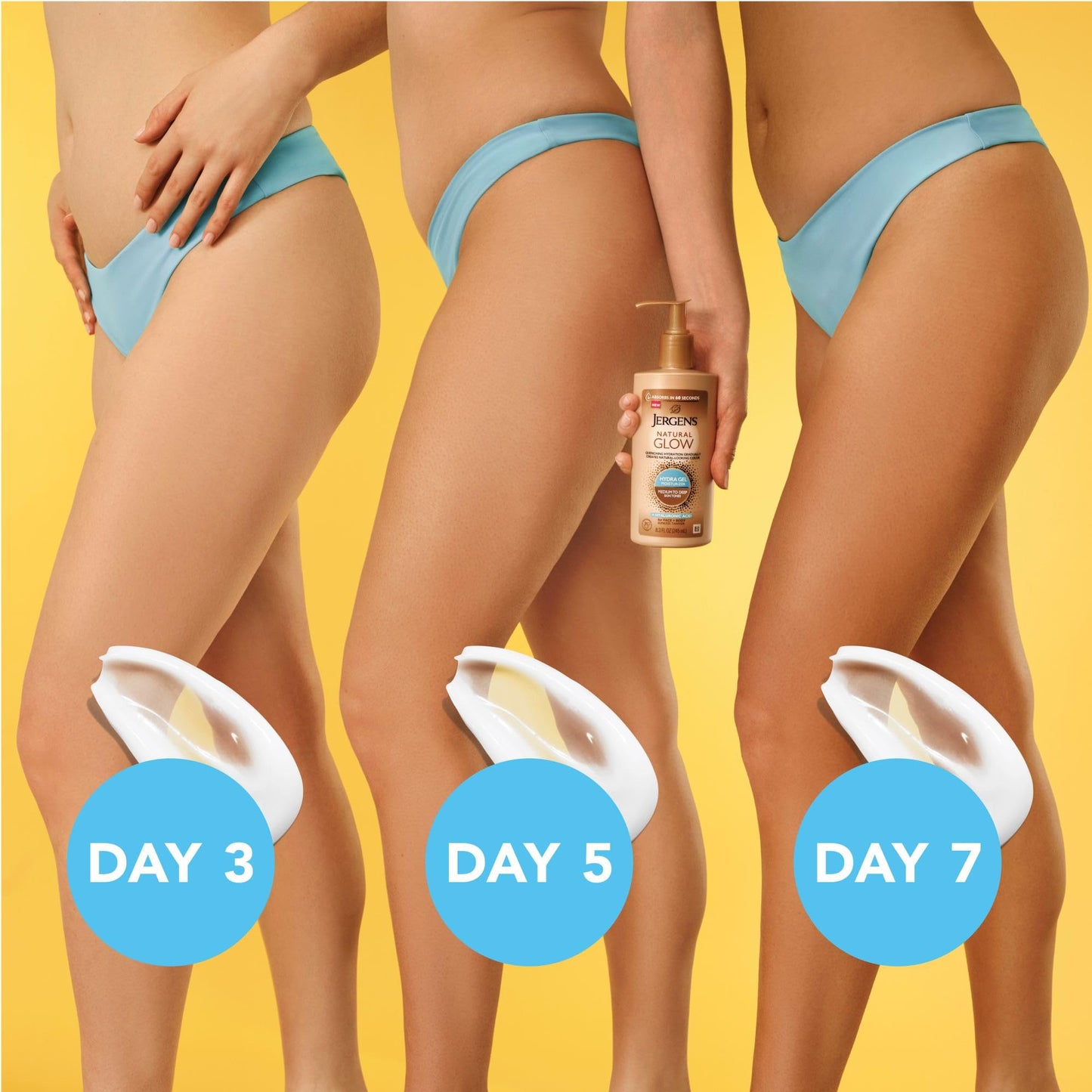 Jergens Natural Glow Hydra Gel Moisturizer, Gradual Tanning Lotion with Hyaluronic Acid, Hydrating Tanning Gel, Fragrance-Free Self Tanner, Medium Beauty and Personal Care Jergens
