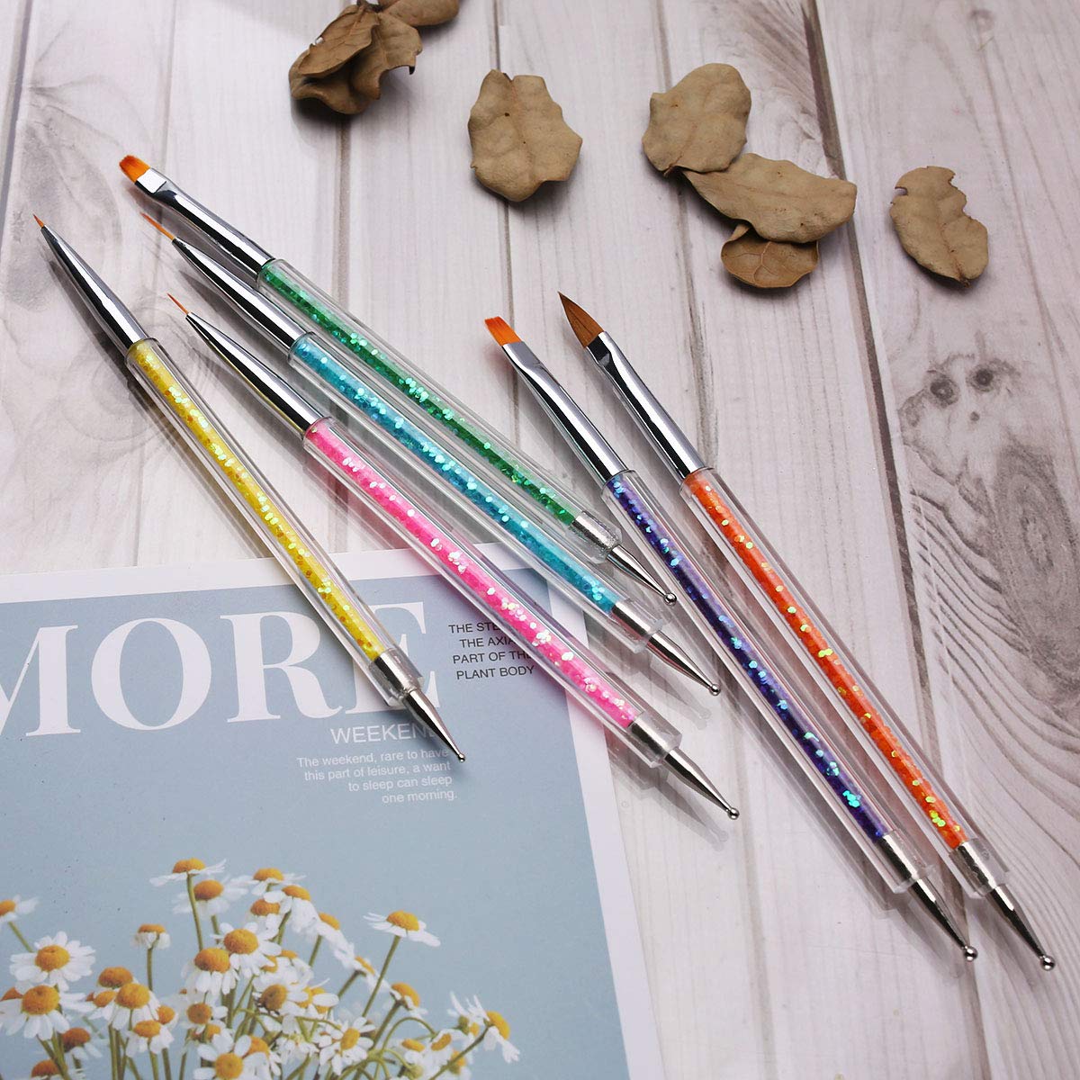 iminoo 6PCS Nail Art Brushes,Double Ended Nail Liner Brush Dotting Pen Nail Art Point Drill Drawing Tools,Double Ended Nail Art Brushe for DIY Nail Beauty & Personal Care iminoo