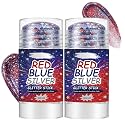 4th of July Glitter Stick,Face & Body Glitter Stick,Red Blue Silver Chunky Glitter Stick,Face Hair Body Glitter Makeup Stick for Party,Festival Beauty & Personal Care SLTCZHTZEP