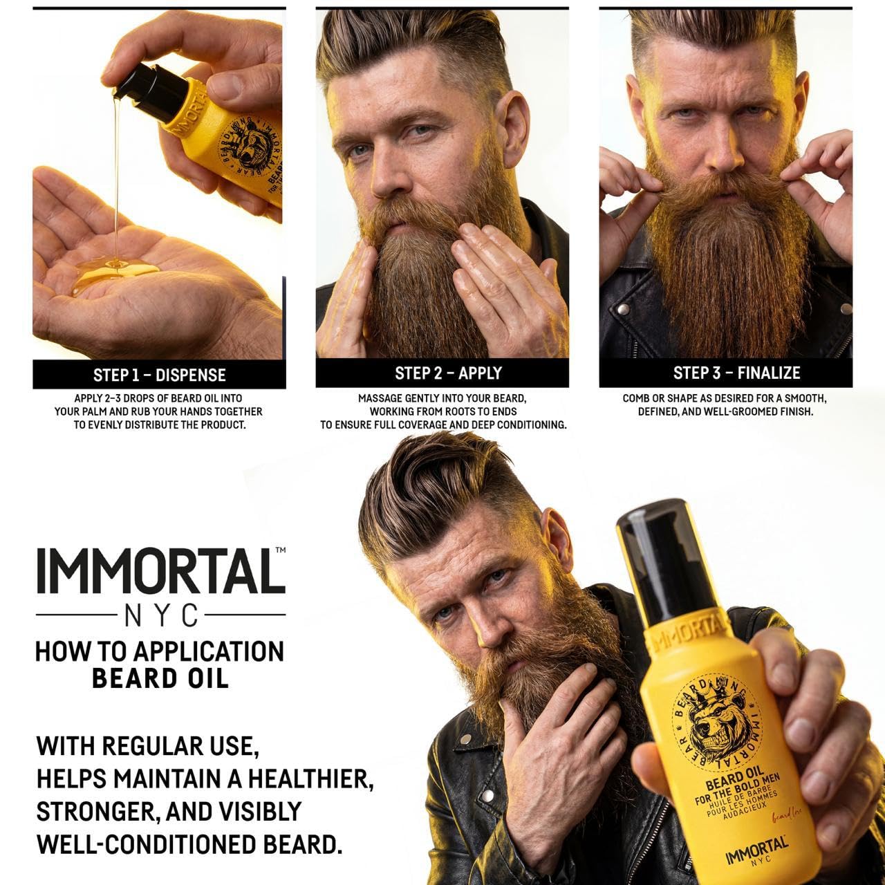 Immortal NYC Beard King Beard Oil, 3.4 oz/ 100 ml - Intense Nourishment - Natural Shine & Strength - Botanical Oil Blend Beauty and Personal Care Immortal NYC
