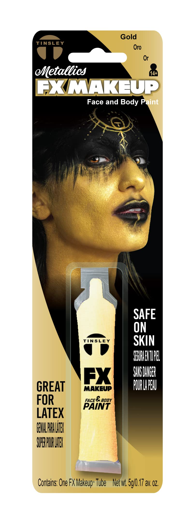 Tinsley Transfers FX Makeup - Face and Body Paint - Water-Based Cream - 7g / 0.24 oz Tube (Metallic Gold) Beauty & Personal Care Tinsley Transfers
