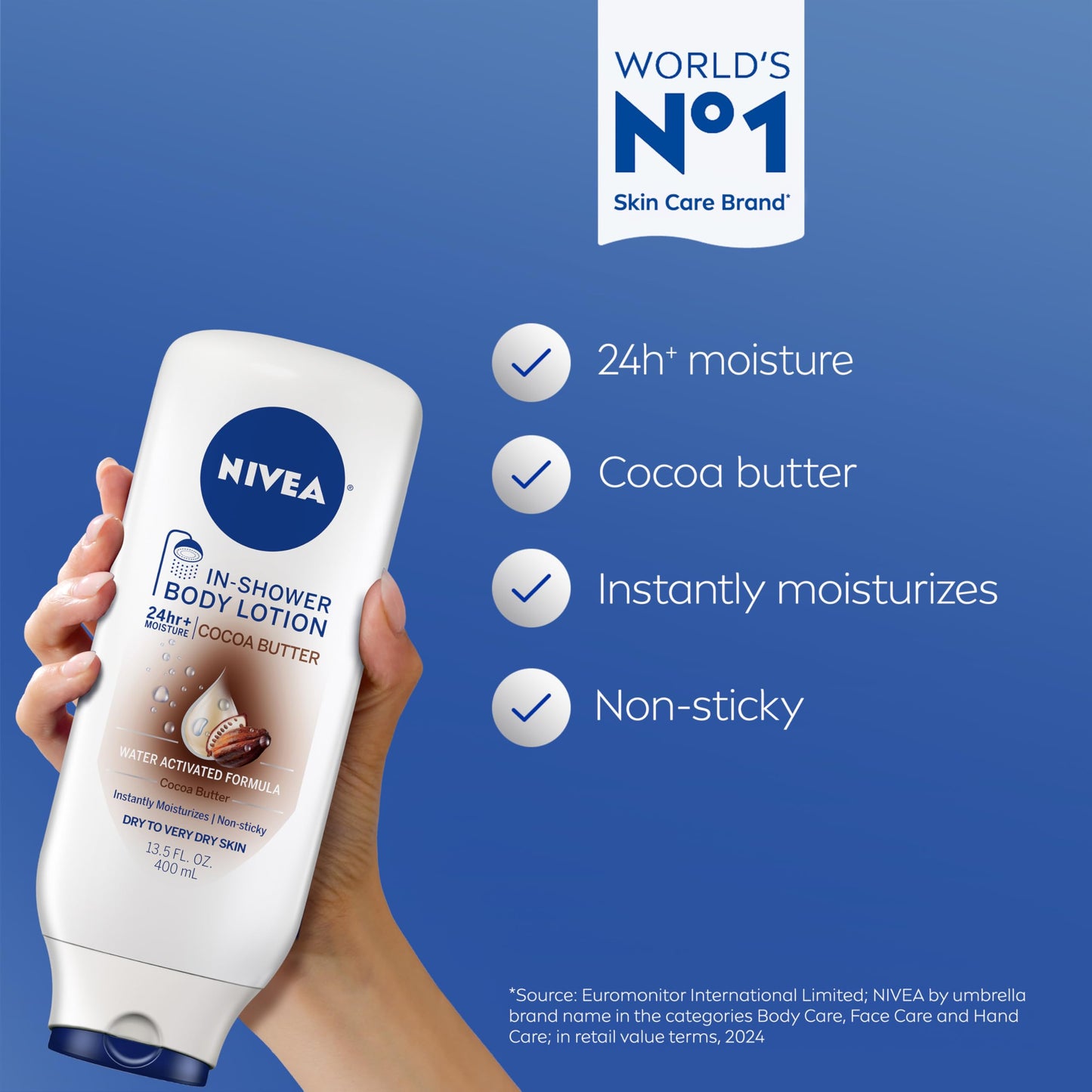 NIVEA Cocoa Butter In Shower Lotion, Water Activated In Shower Moisturizer for Dry Skin to Very Dry Skin, 13.5 FL OZ Bottle Beauty & Personal Care NIVEA