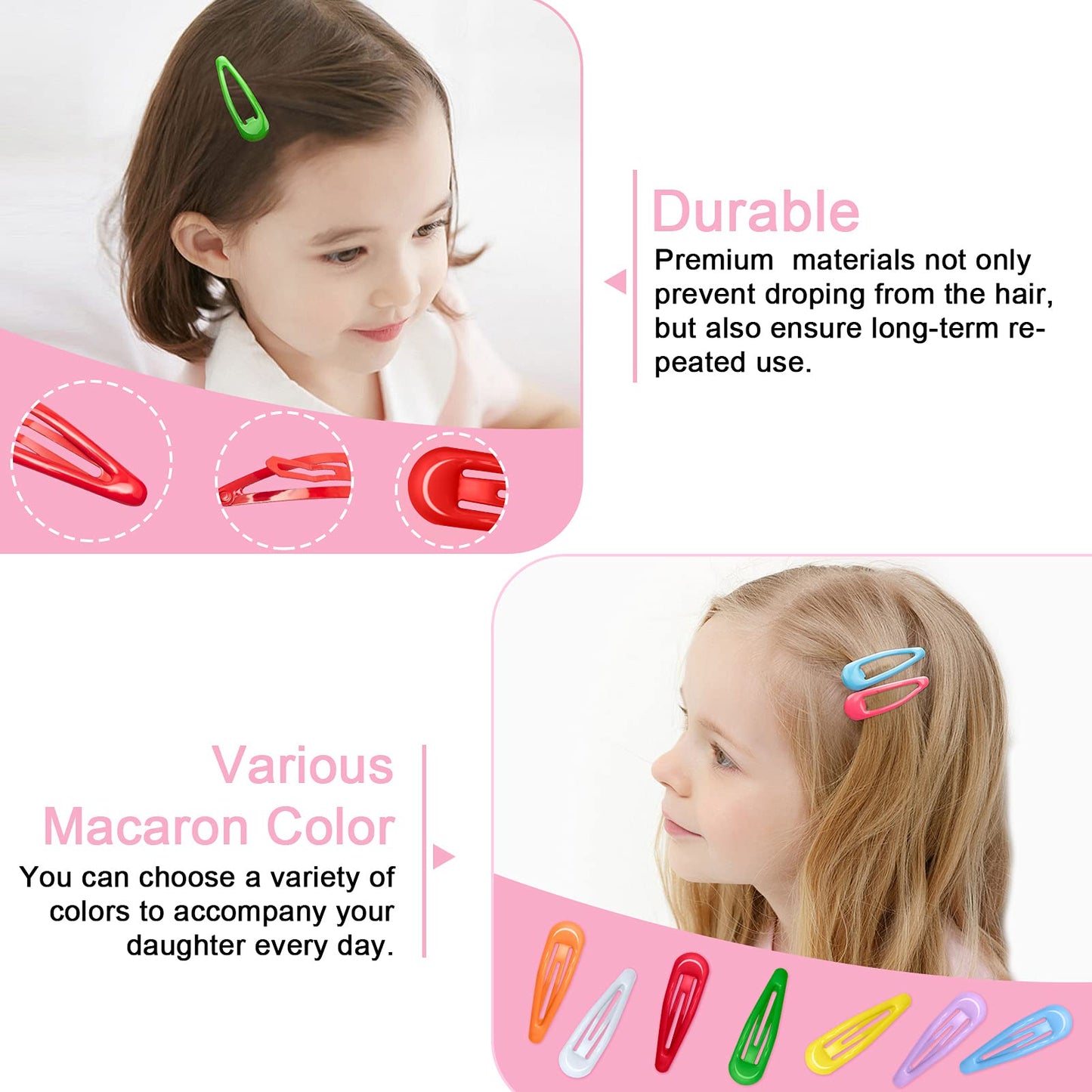 60Pcs Snap Hair Clips for Girls, Gingbiss 2 inch Silicone Coating Colorful Metal Hair Barrettes with Storage Case for Women Girls Kids, No Slip Hair Beauty & Personal Care Gingbiss
