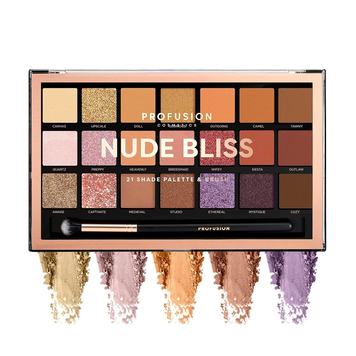 Profusion Cosmetics Nude Bliss 21 Shade Eyeshadow Palette and Pro Series Brush, Unleash Creativity and Get Glam With Richly Pigmented Eyeshadow… Beauty & Personal Care Profusion Cosmetics