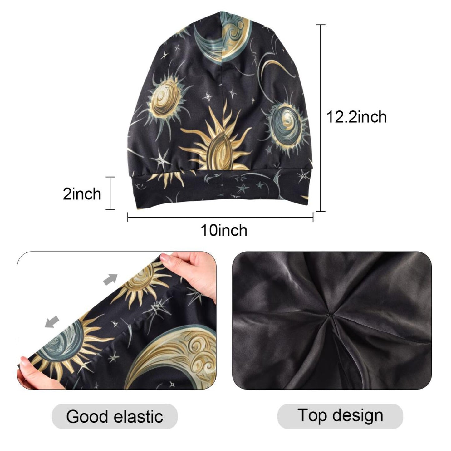 Bonnet Sleep Cap Hair Wrap Cover for Sleeping Satin Lined Head Wrap Nurse Cap Night Curly Long Hair Sleep Protection Slouchy Beanie for Men Women Star Beauty and Personal Care Eyanle