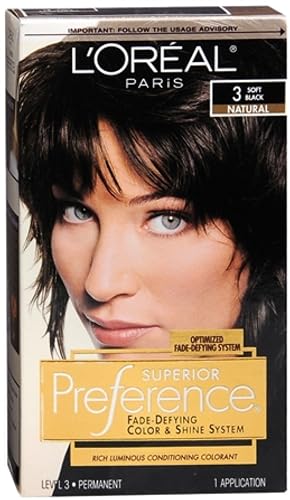 L’Oreal ParisSuperior Preference Fade-Resistant Conditioning Colorant, Level 3 Permanent, Soft Black/Natural 3 (Pack of 3) Beauty & Personal Care L'Oreal Paris