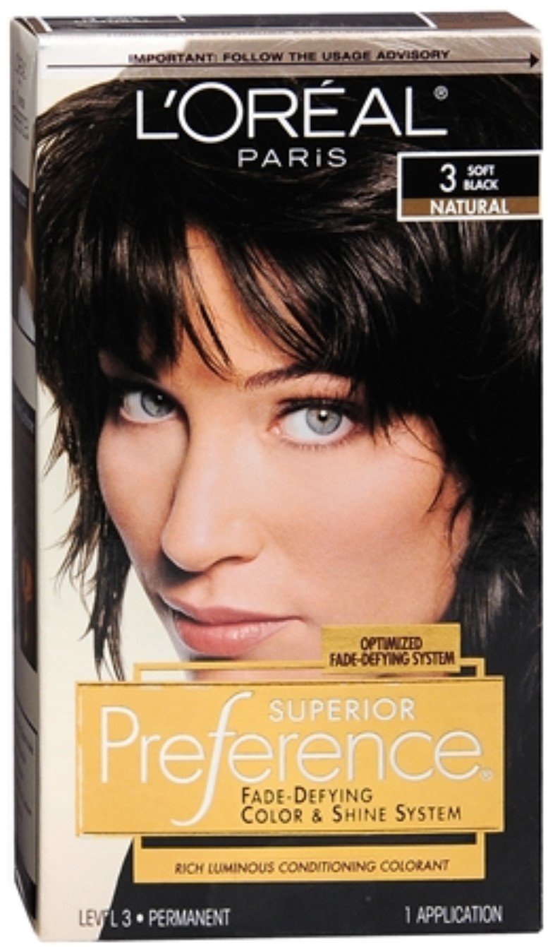 L’Oreal ParisSuperior Preference Fade-Resistant Conditioning Colorant, Level 3 Permanent, Soft Black/Natural 3 (Pack of 3) Beauty & Personal Care L'Oreal Paris